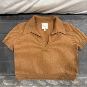 TWP Women's V-Neck Cashmere Ribbed Sweater - Tan